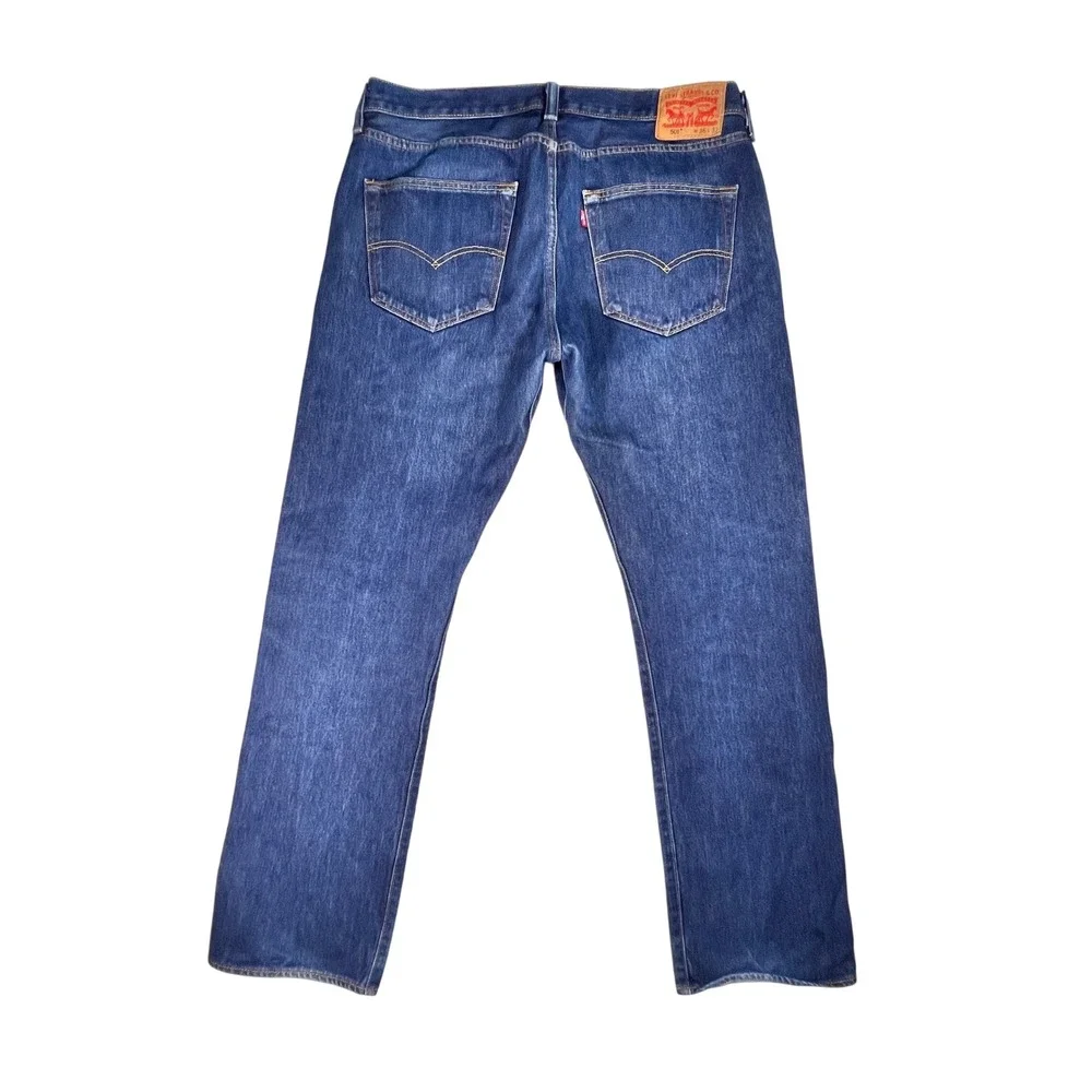 Levis 501 Original Fit Jeans Mens 36x32 Blue Straight Leg Button Fly Denim Work